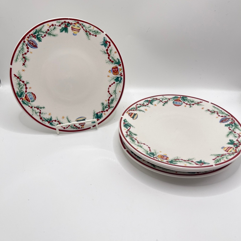 Farberware Holiday Treats 2125 Salad Plates Set of 4 Christmas Ornaments 8in